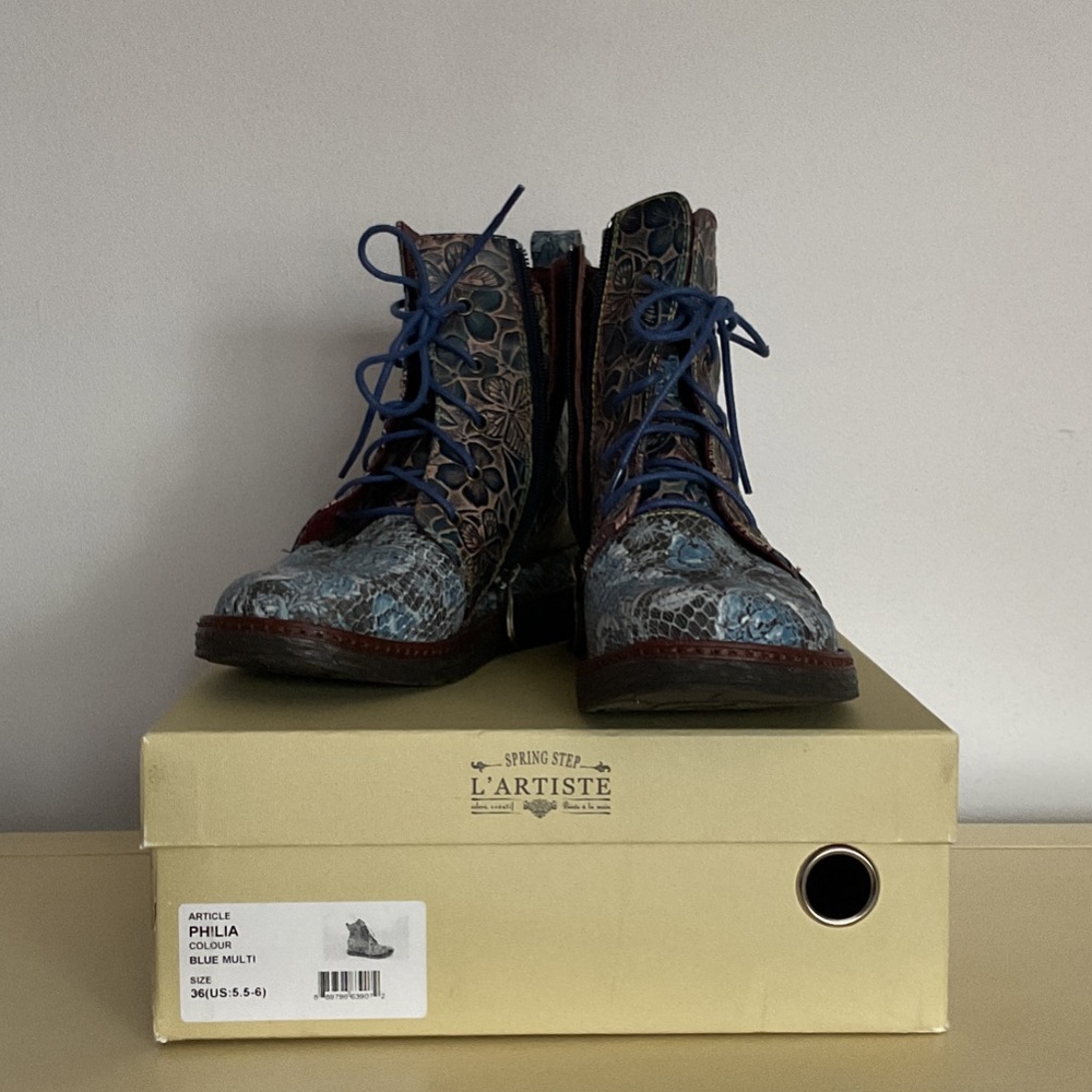 Spring Step L'Artiste Floral Blue Boots